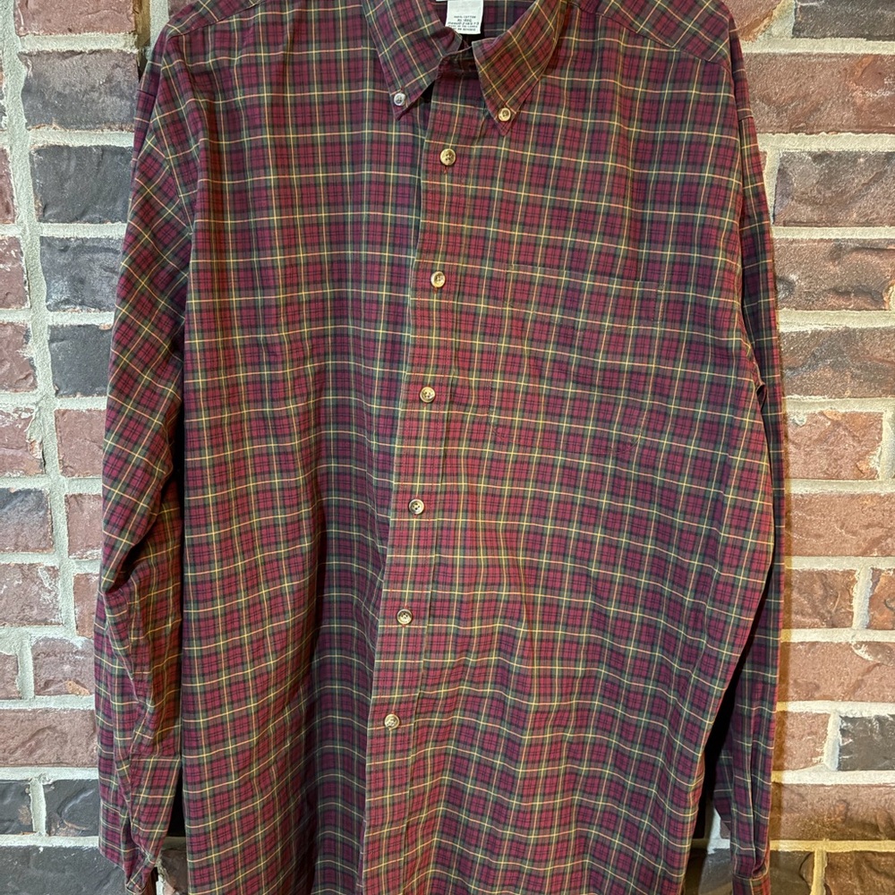 L.L. Bean Red and Green Plaid Casual Shirt